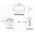 Ø16mm RVS AFDEKKAPJES (4 stuks zilver kleur)