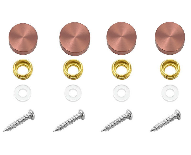 Set afdekkapjes voor schroeven 16mm brons – inclusief messing ringen en bevestigingsmateriaal